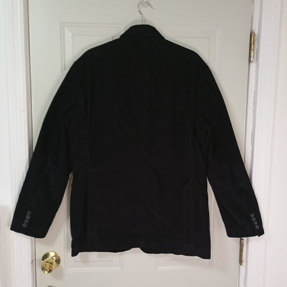 J. Crew Mens Corduroy Blazer Jacket Large Black Vintage Style - Picture 7 of 12